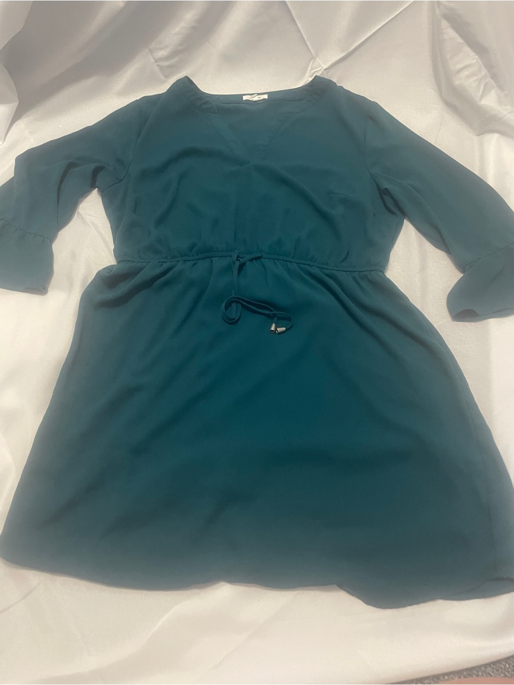 Maurices Teal Drawstring Waist Casual Dress